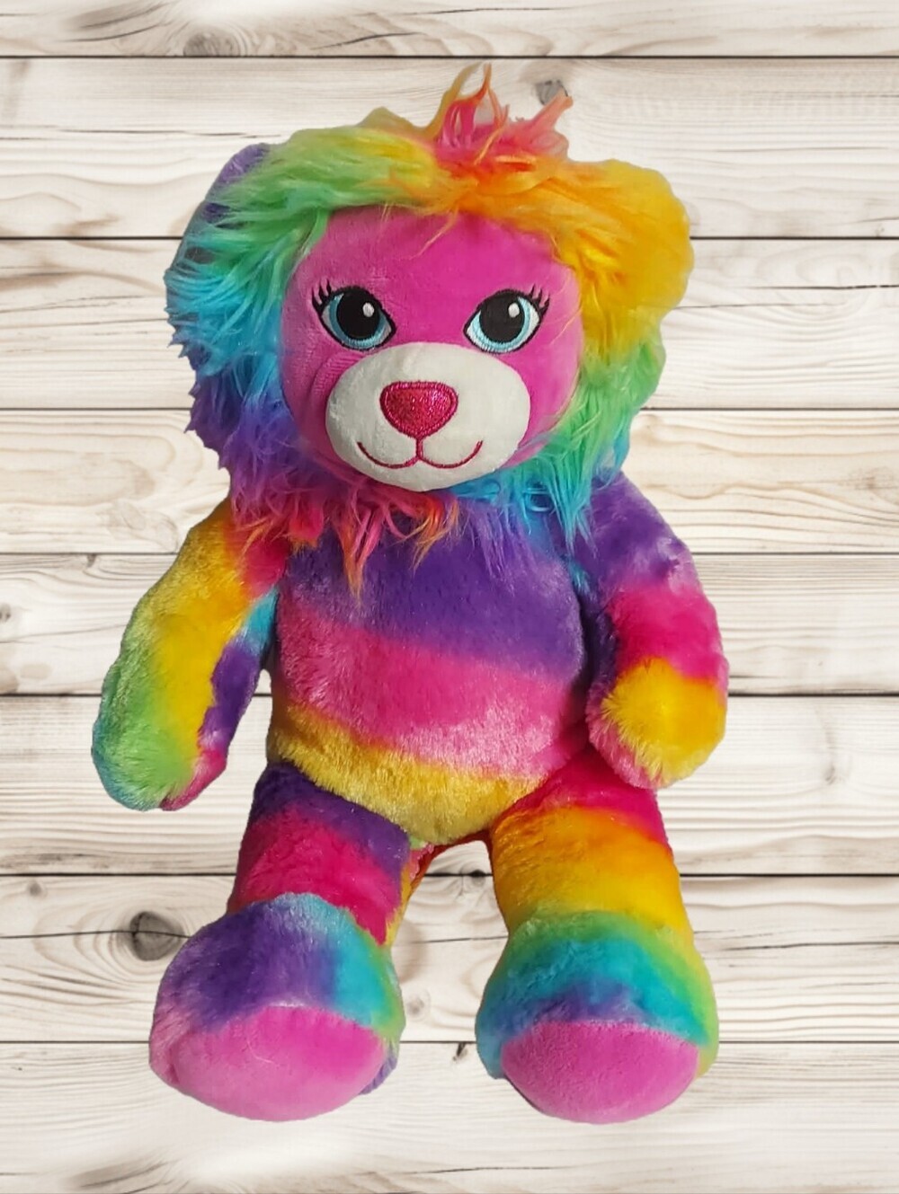 ​Build-A-Bear Rainbow Lion Plush Pride Colorful Mane Stuffed Animal BAB